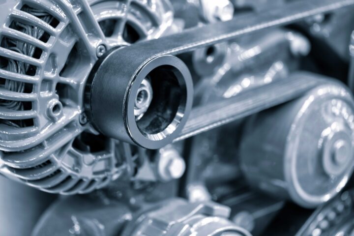 close-up of automotive engine belt